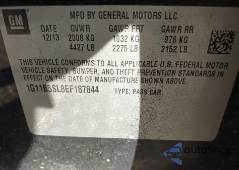 2014 Chevrolet Malibu 1Ls z USA, uszkodzony, nr VIN 1G11B5SL8EF187844